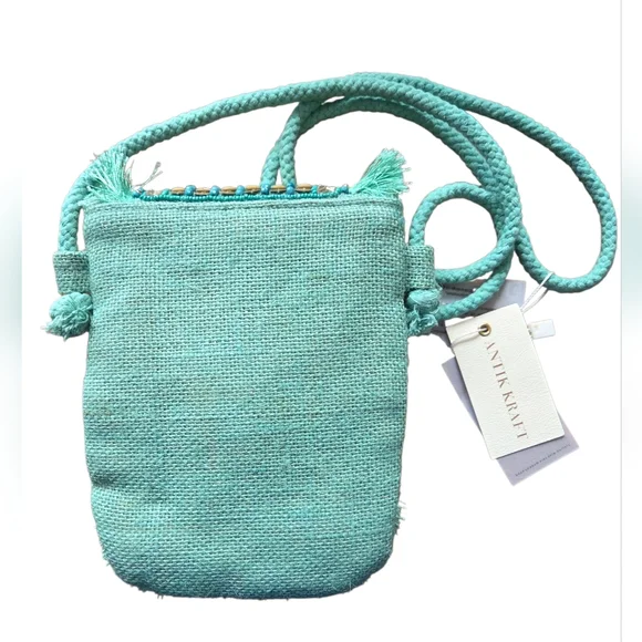 Antik Kraft - NEW Boho Evil Eye Beaded Crossbody Bag Coin Tassel Fringe - Picture 3 of 8